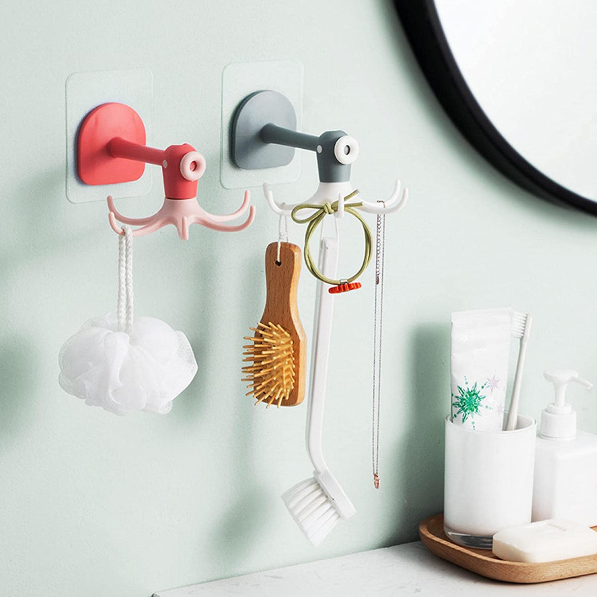  360° Rotatable Punch-Free Wall Mount Octopus Hook