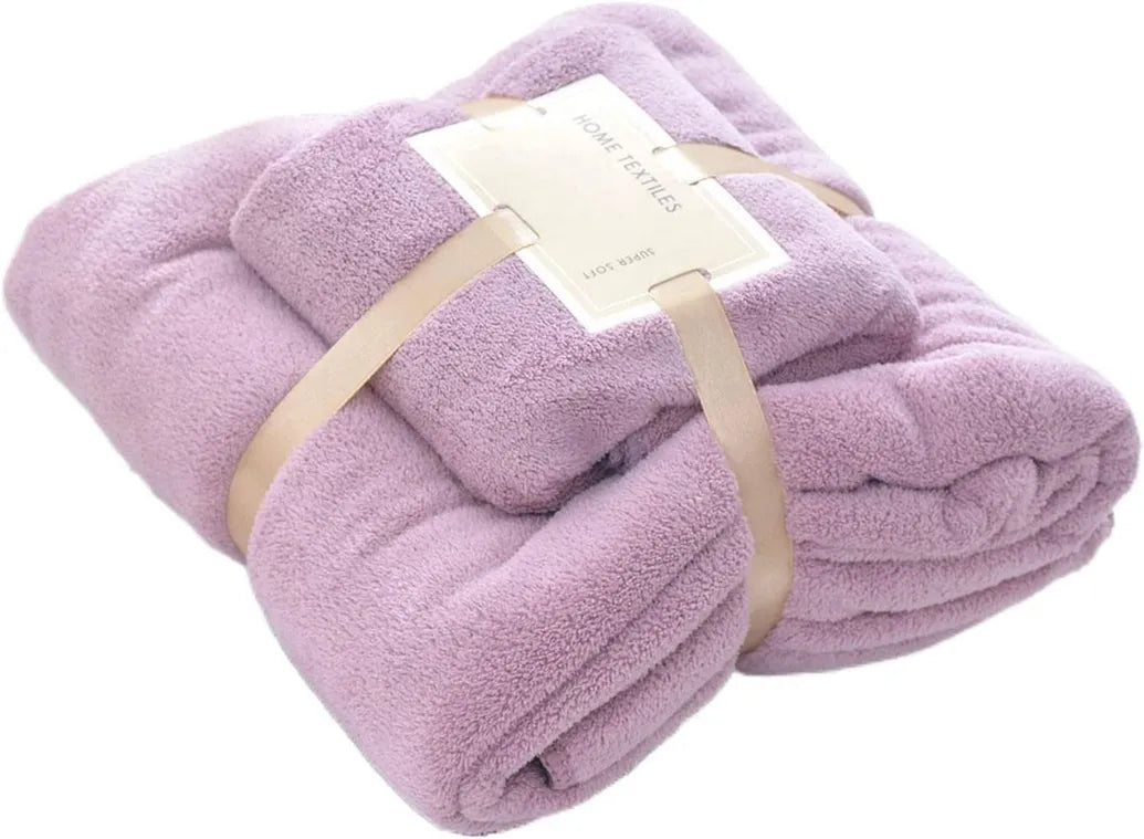 Bath Towel Set for Kids and Adults in light purple color