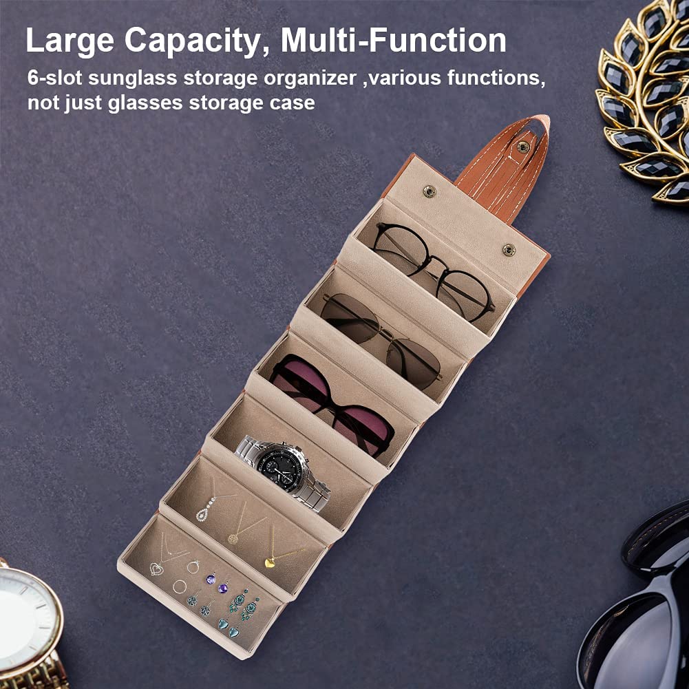 Sunglasses Travel Organizer, 6 Slots Multiple Glasses Case