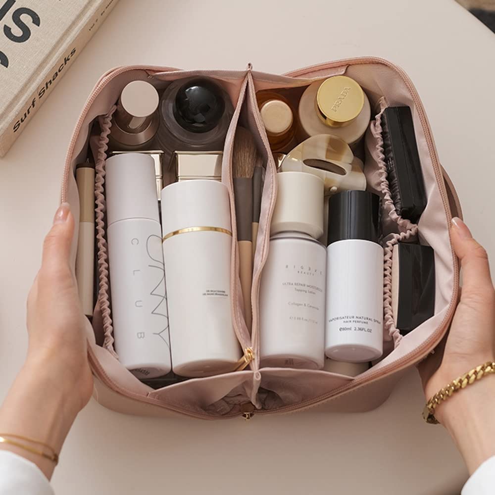 inside of  Large Capacity Foldable Travel Cosmetic Bag