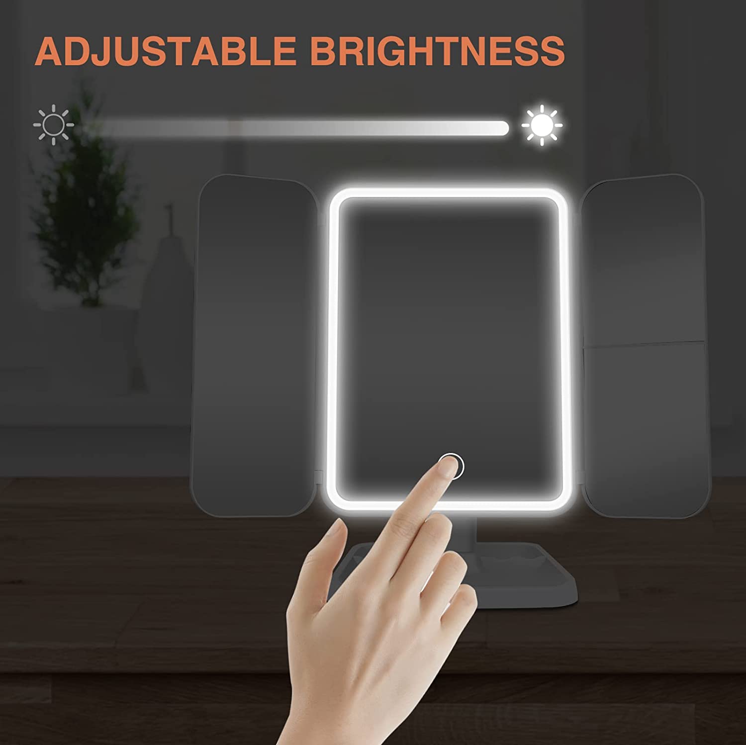 3 Sides Folding 1x 2x 3x Magnifying LED Makeup Mirror with Lights