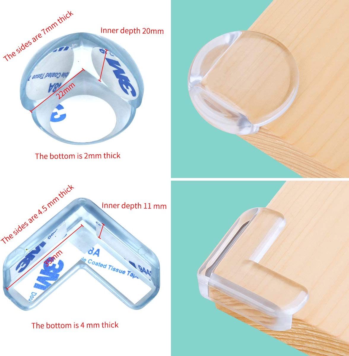 4pcs Transparent Round Baby Proofing Corner Guards