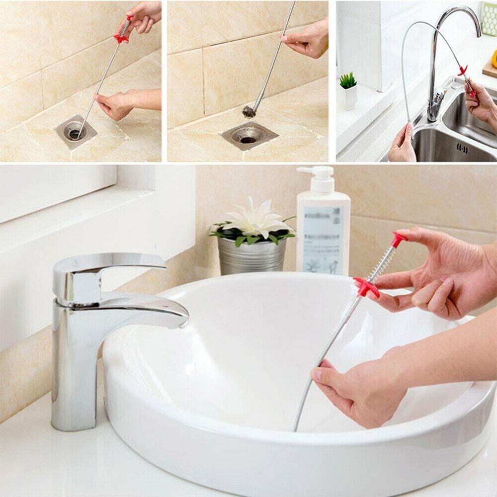 Drain Clog Remover 2pcs Sewer Dredging Tools Hair Catcher Stick Pipe for Sink Plumbing Bathtub Bathroom Shower