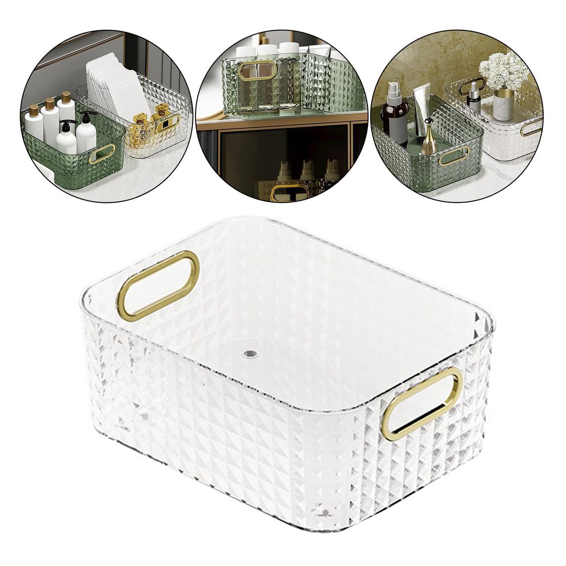 A White Color Portable Cosmetics Holder Storage Box