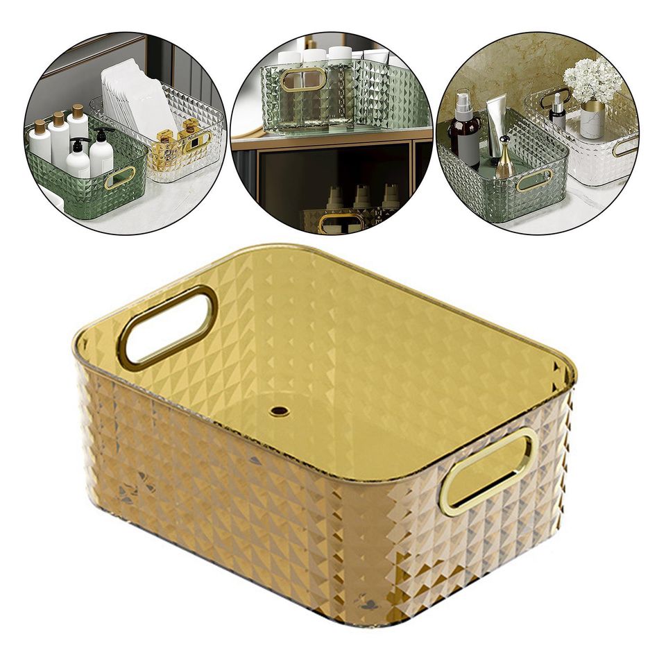 Golden Color Portable Cosmetics Holder Storage Box