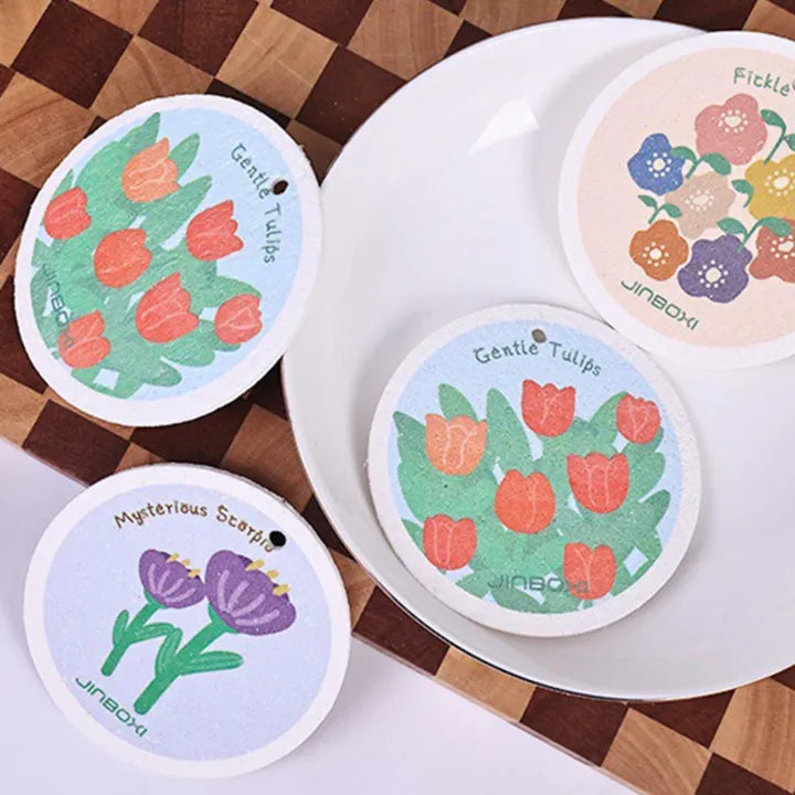 Different types of Kitchen Cleaning Non-stick Wood Pulp Sponge Wipes