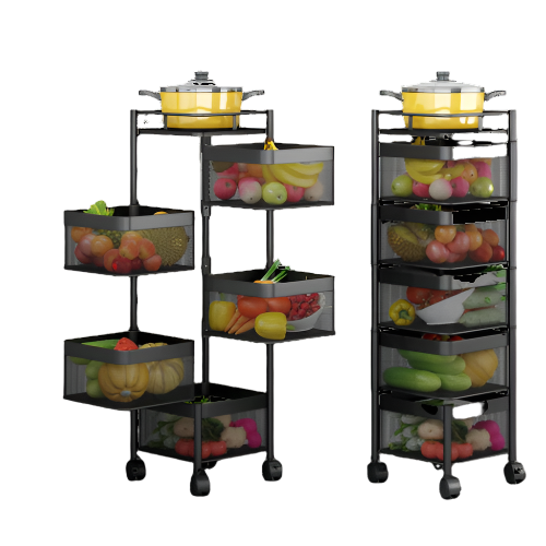 5 Tier Multipurpose Rotating Square Kitchen Storage Rack