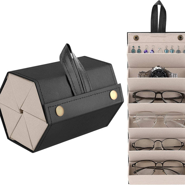 Sunglasses Organizer with 6 Slots, Travel Glasses Case Multiple Pairs  Portable Eyeglasses Storage Case