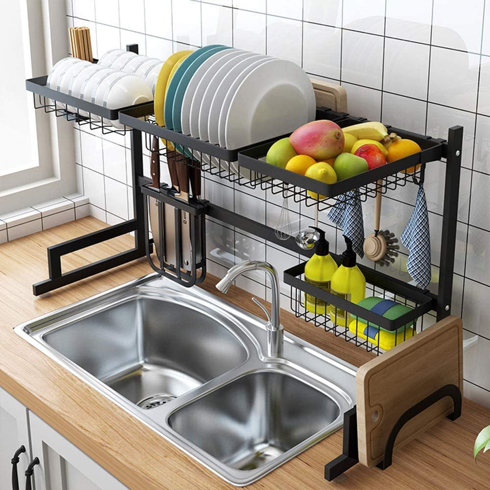 Dish Drying Stainless Steel Kitchen Over Sink Storage Rack