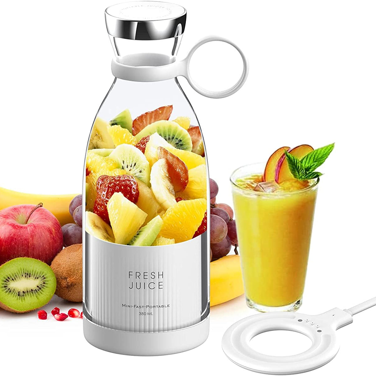  350ml Portable Instant Smoothie Juicer Blender with fruits in it