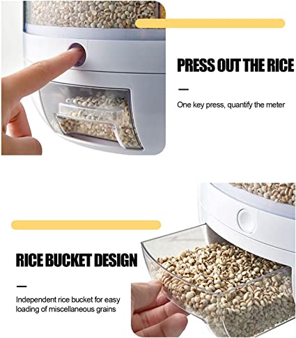 Rotating Rice Dispenser 6-Grids Rice Cereal Grains Storage Container, One-Click Rice Output Rotating Rice Dispenser 6-Grids Rice Cereal Grains Storage Container, One-Click Rice Output
