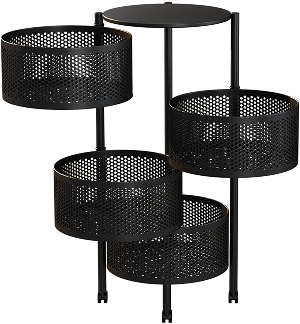 Multi- Layer Kitchen Storage Rotatable Rack, Round Basket Shelf Rack, Kitchen Fruit Vegetable Storage Organizer Cart with Wheels Multi- Layer Kitchen Storage Rotatable Rack, Round Basket Shelf Rack, Kitchen Fruit Vegetable Storage Organizer Cart with Wheels