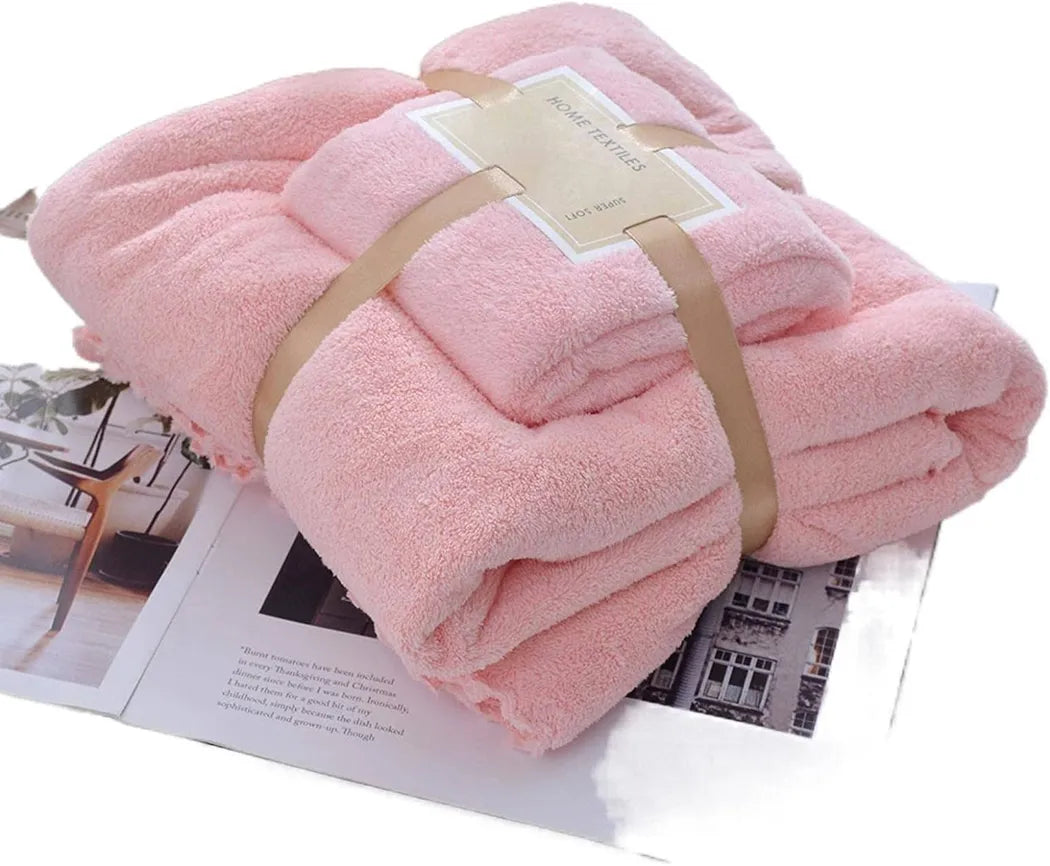 Bath Towel Set for Kids and Adults in light pink color