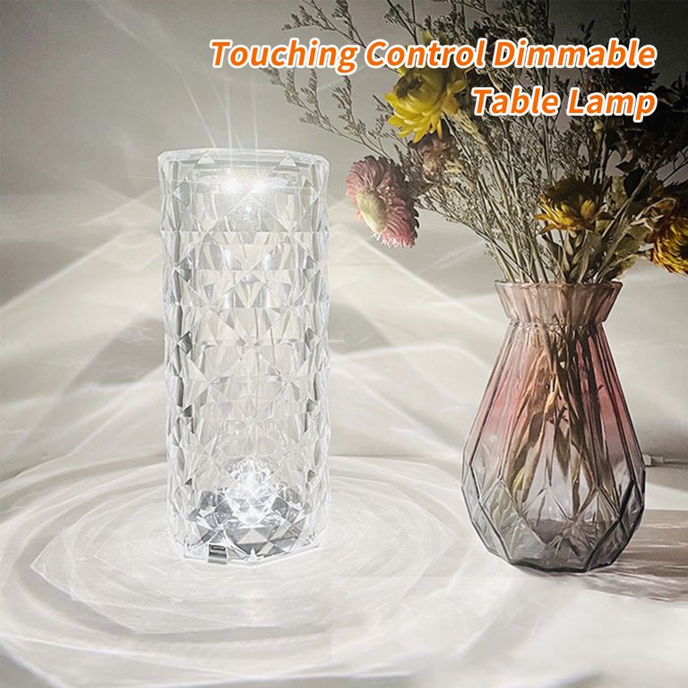 Rose Diamond Table Lamp Touch Sensor Night Light Crystal Desk lamp Cordless lamp Light for Bedroom Living Room