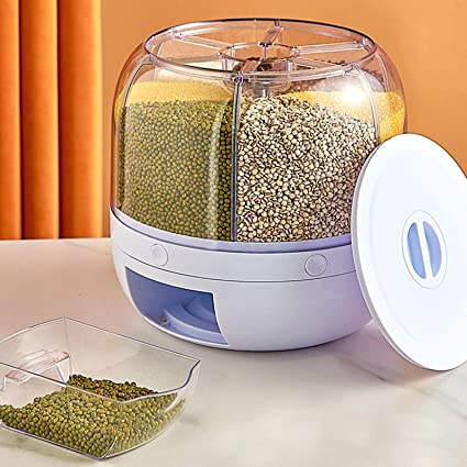 Rotating Rice Dispenser 6-Grids Rice Cereal Grains Storage Container, One-Click Rice Output Rotating Rice Dispenser 6-Grids Rice Cereal Grains Storage Container, One-Click Rice Output