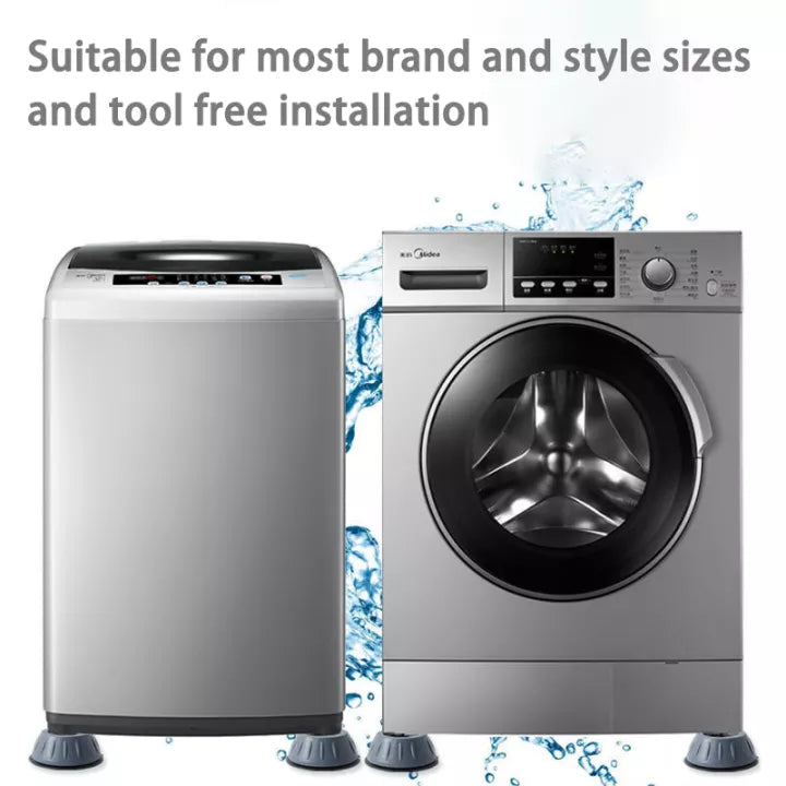 Image displaying two different models of washing machines with Washing Machine Foot Pads installed on it 