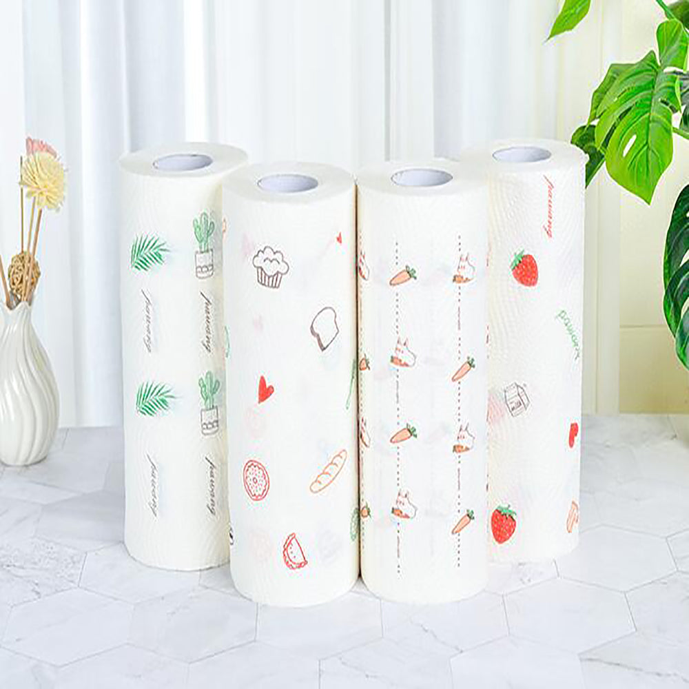 Kitchen Printed Oil Absorbing Paper Towel Tissue Roll