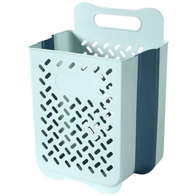 Collapsible Wall Mount Laundry Basket in light blue color
