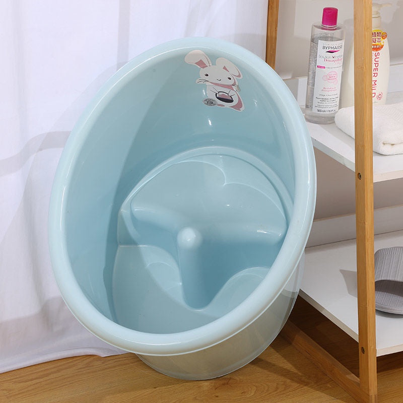 Space Saving Sit and Soak Bucket Baby Bath Tub with Seat in light blue color