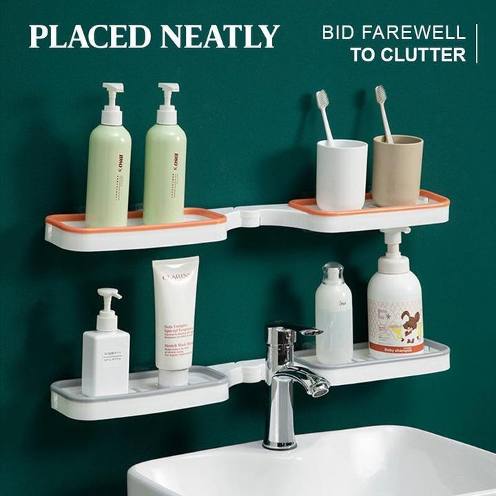 2 Wall Mount Punch Free Bathroom Organizer Rack