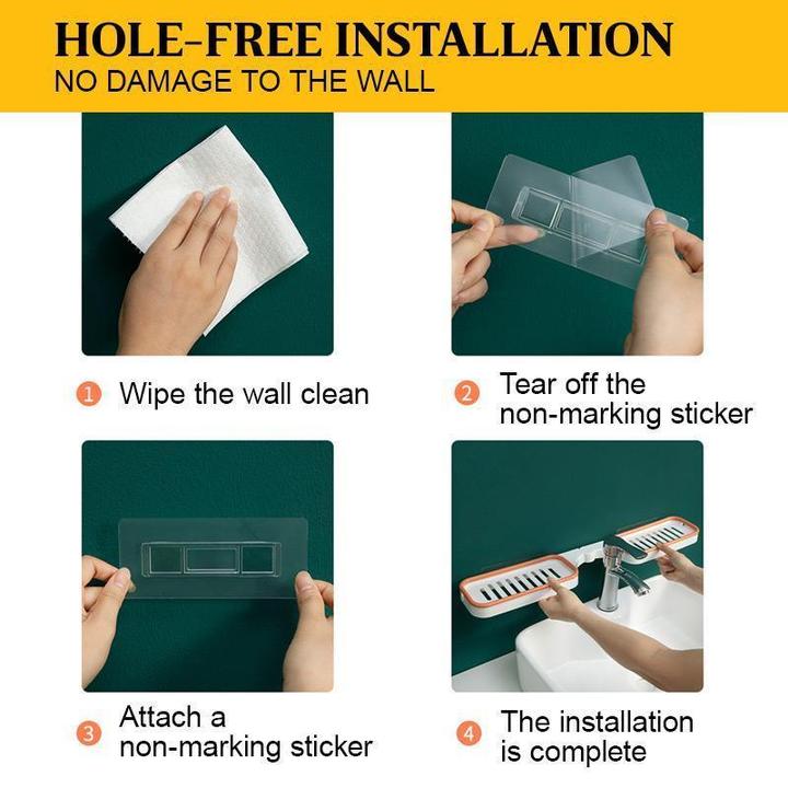 Installation steps of Wall Mount Punch Free Bathroom Organizer Rack