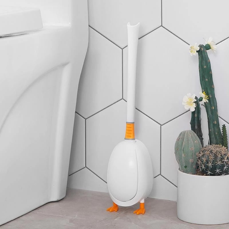 Duck Style Toilet Brush Wall-mounted Floor-Standing Silicone Toilet Brush with Base