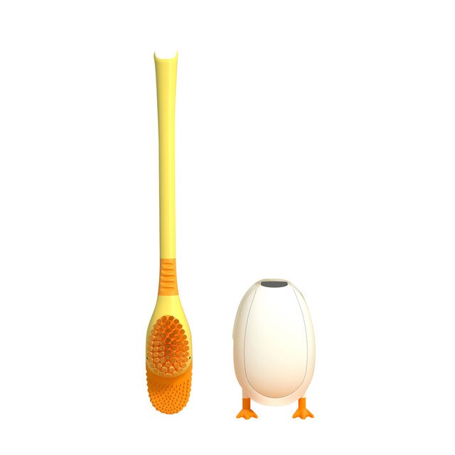Duck Style Toilet Brush Wall-mounted Floor-Standing Silicone Toilet Brush with Base