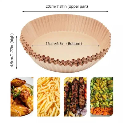 200-Pack Round Air Fryer Liners - 6.3 Inch Disposable Parchment Paper Sheets