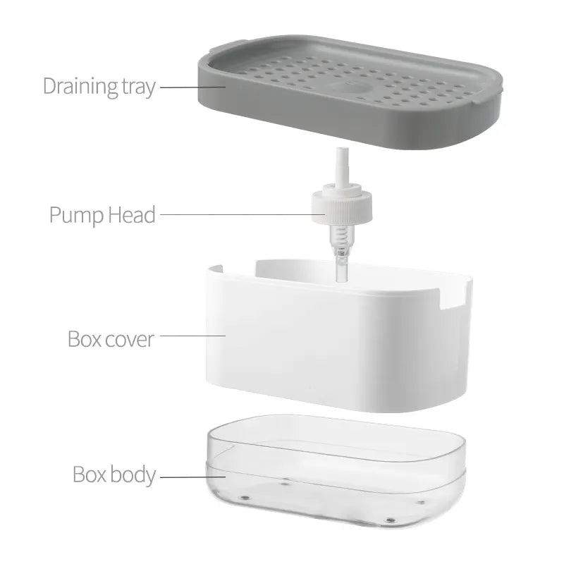 Soap Dispenser for Kitchen with Sponge Holder 300ml, 2in1 Liquid Soap Dispenser Soap Dispenser for Kitchen with Sponge Holder 300ml, 2in1 Liquid Soap Dispenser
