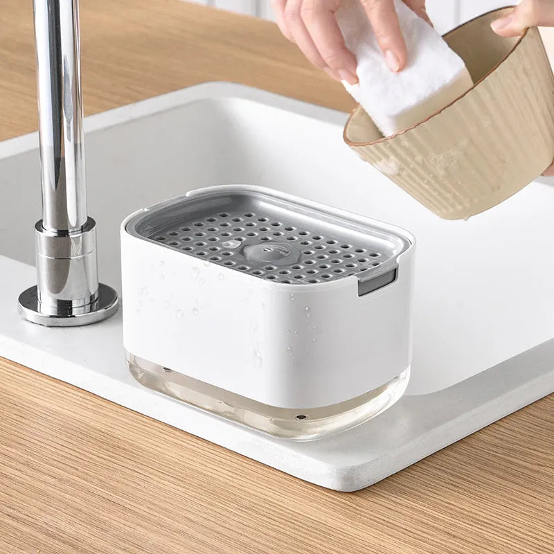 Soap Dispenser for Kitchen with Sponge Holder 300ml, 2in1 Liquid Soap Dispenser Soap Dispenser for Kitchen with Sponge Holder 300ml, 2in1 Liquid Soap Dispenser