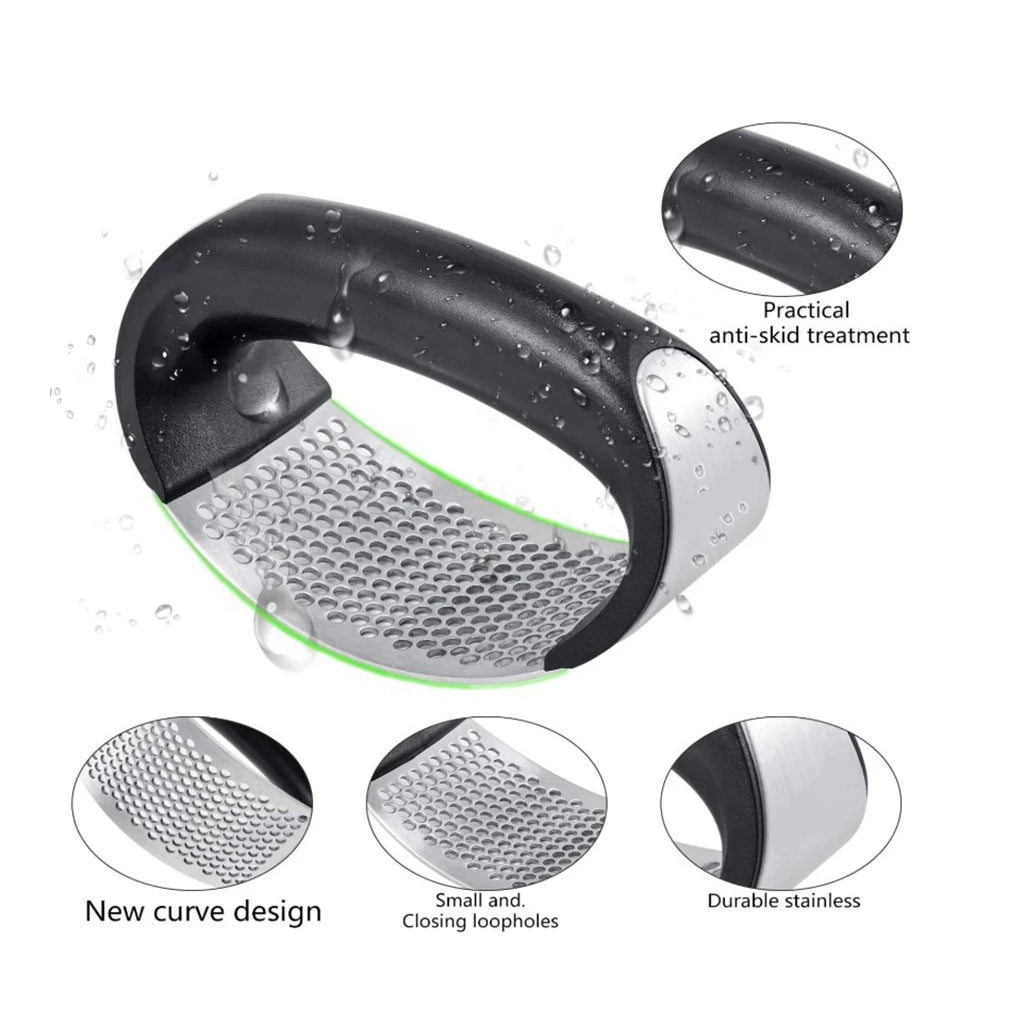 Different features of the Stainless Steel Garlic Press with a comfortable grip