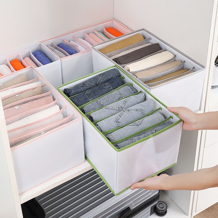  Cloth Organizer Wardrobe Storage Boxes filled with neatly folded clothes for easy storage and organization