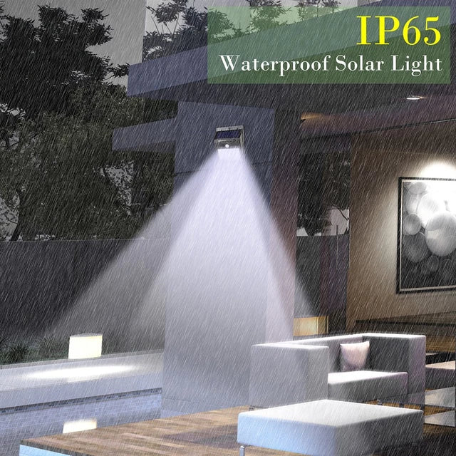 A waterproof solar outdoor light on a house
