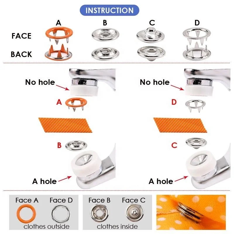 One Press Quick Button Fitter Plier, Stainless Steel Thickened Snap Button Fixer One Press Quick Button Fitter Plier, Stainless Steel Thickened Snap Button Fixer