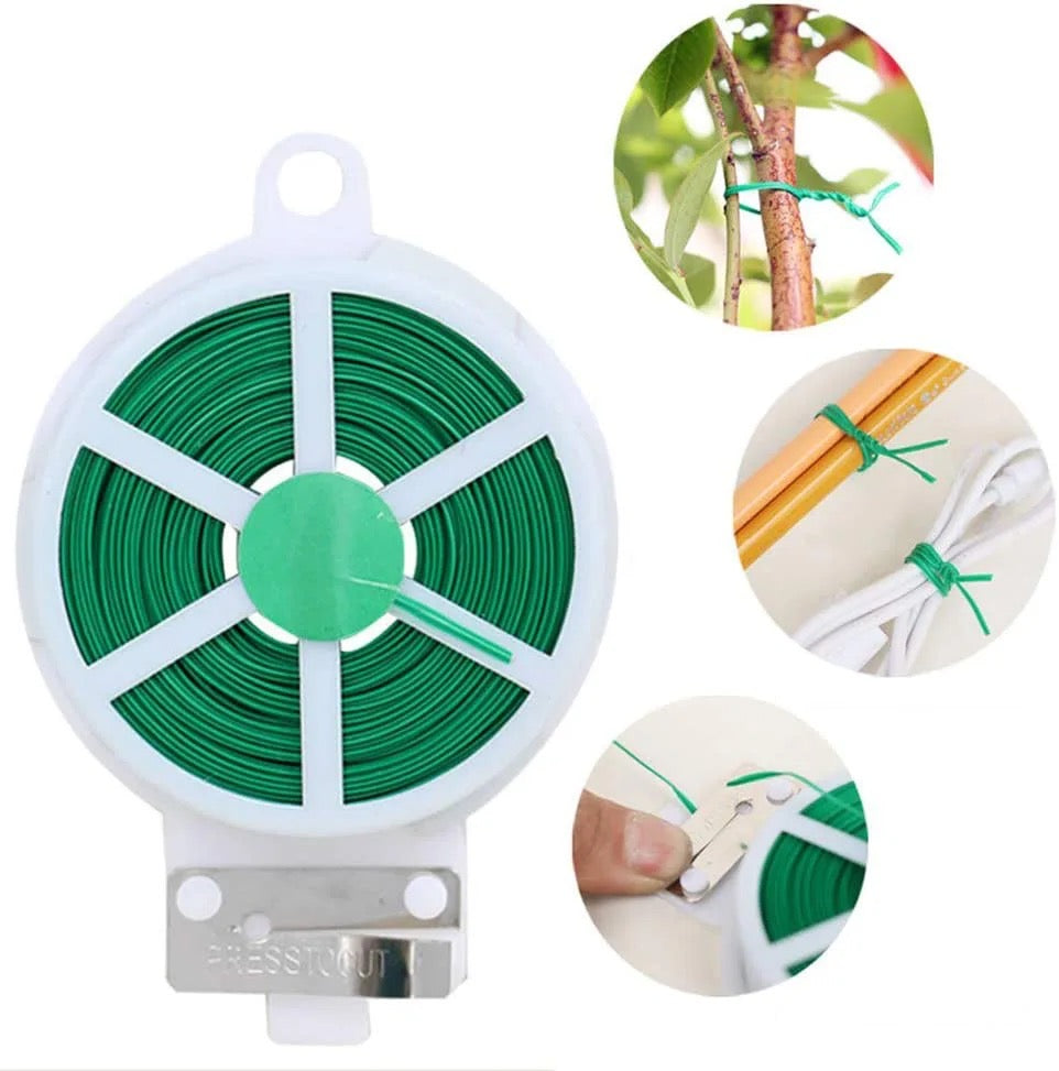 30 Meters Gardening Plant Green Twist Tie Wire with Cutter Plant Ties