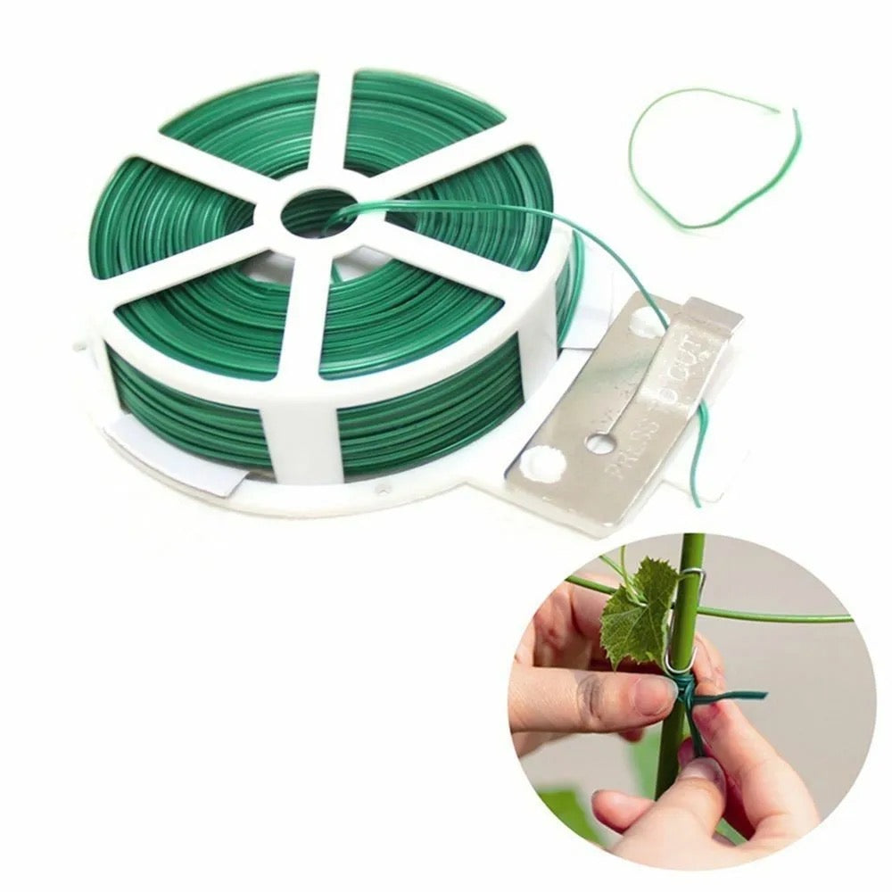30 Meters Gardening Plant Green Twist Tie Wire with Cutter Plant Ties in green color