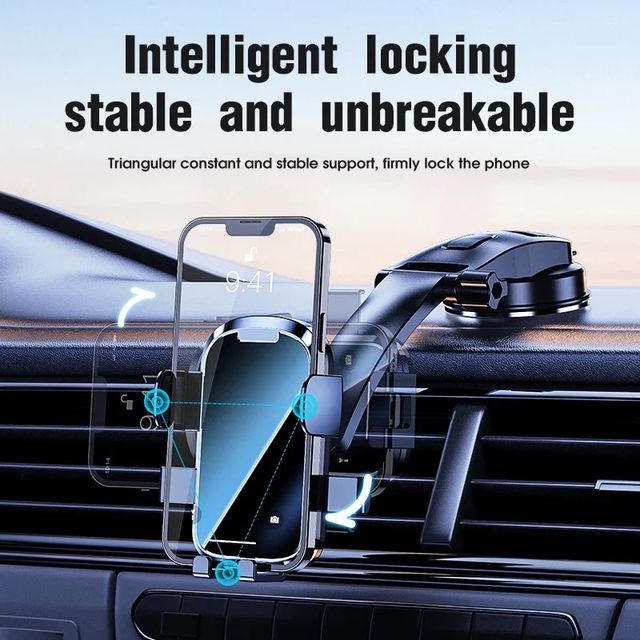 Car Mobile Phone Holder, Suction Cup Cradle Adjustable Handsfree Phone Bracket
