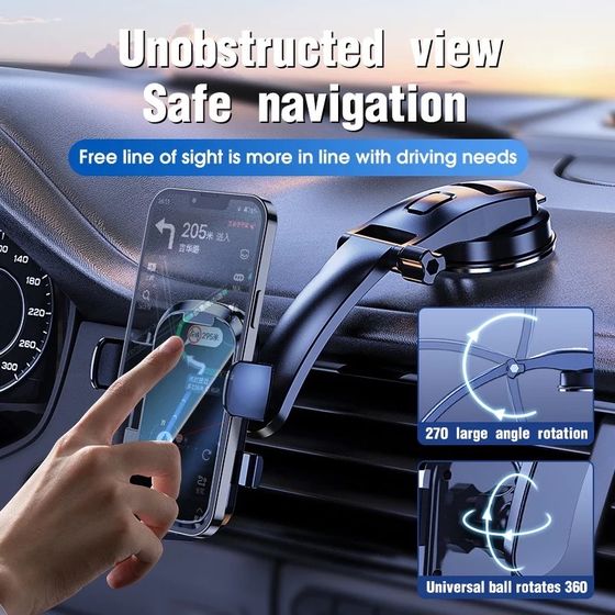 Car Mobile Phone Holder, Suction Cup Cradle Adjustable Handsfree Phone Bracket