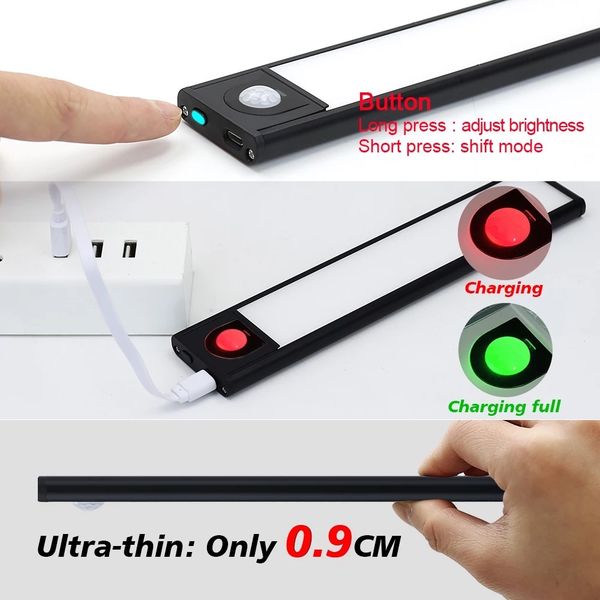 40 CM Ultra-slim USB Rechargeable LED Motion Sensor Light