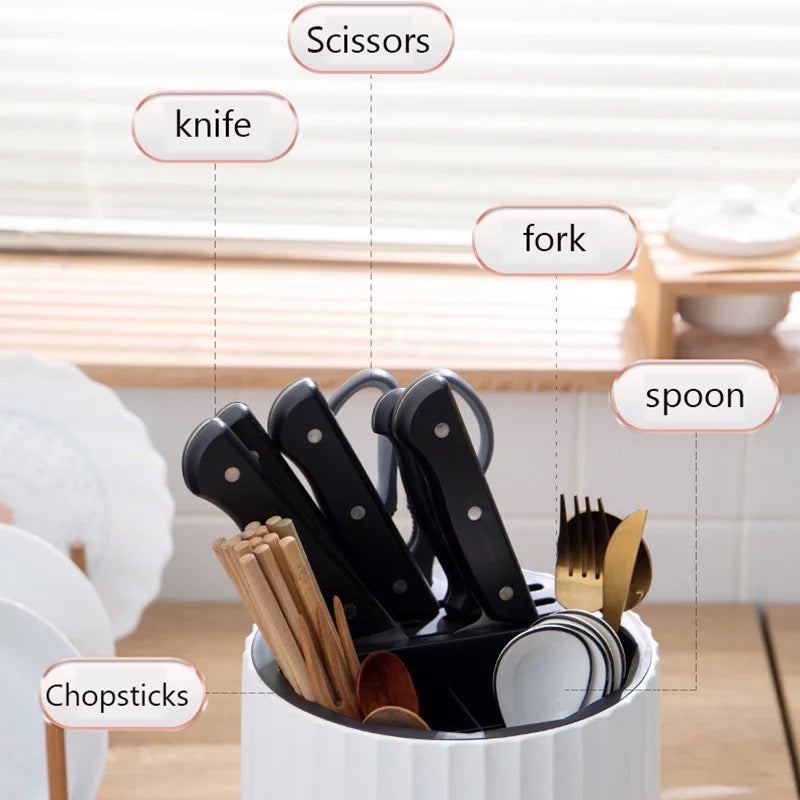 Kitchen Knife & Cutlery Organizer with utensils in it