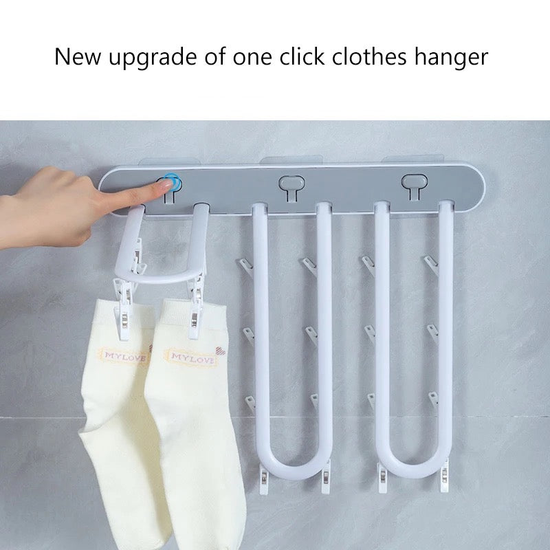 A Folding Drying Rack with Multi-Clips Wall-mount Cloth Hanger