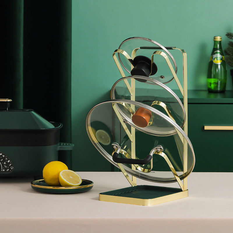 Luxury Style 3 Tier Kitchen Pot Lid Rack Multi-layer Shelf Pan Lid Rest Holder