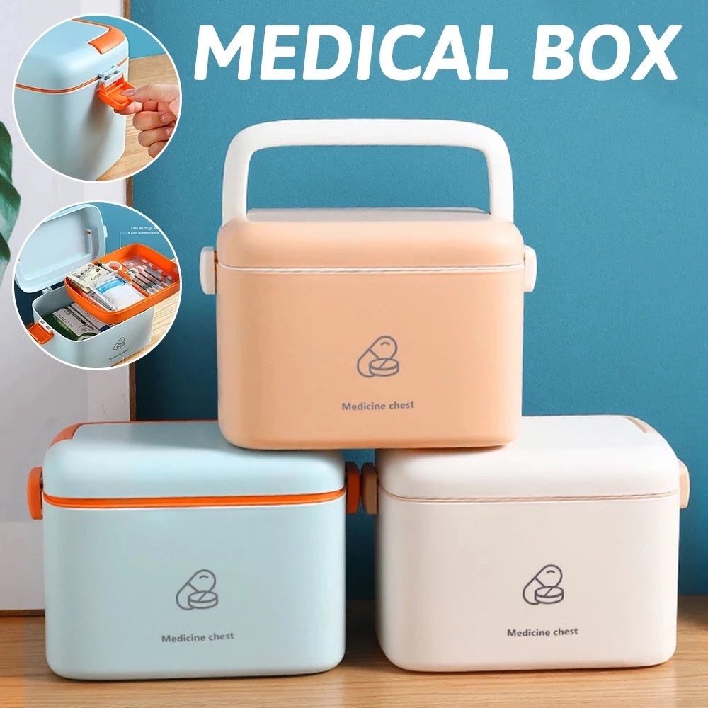 Portable Multi Layer Medical First Aid Box, Large Capacity Medicine St