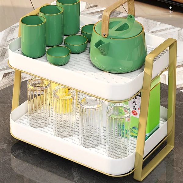 Keep your tea essentials in one place with this 2 Tier Multifunctional Kitchen Storage Rack
