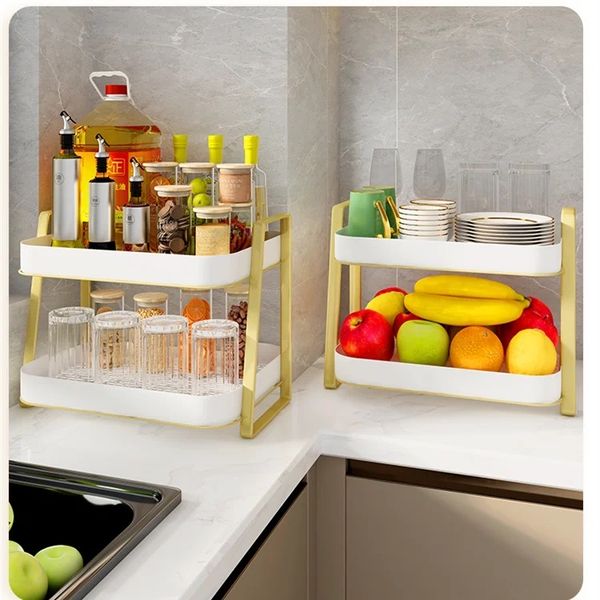 Organize your kitchen with this 2 Tier Multifunctional Storage Rack