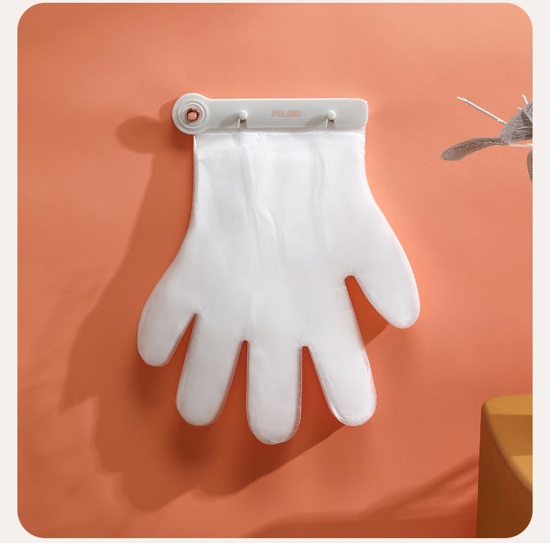  Disposable Hand Gloves with Wall Mount Clip Organizer