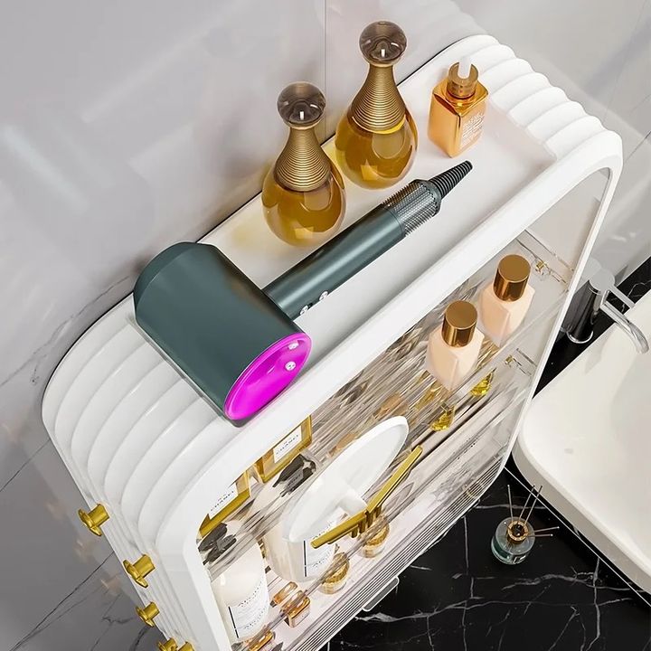 Bathroom Toiletry Storage Shelf with Constics organized