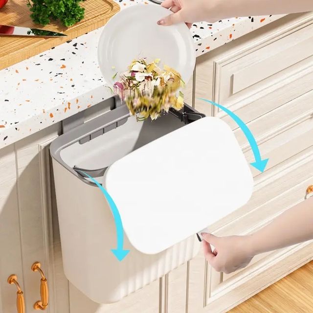 Hanging Trash Can 9L Kitchen Cabinet Door Garbage Bin Wall Mounted Under  Sink Trash Can Kitchen Compost Bin