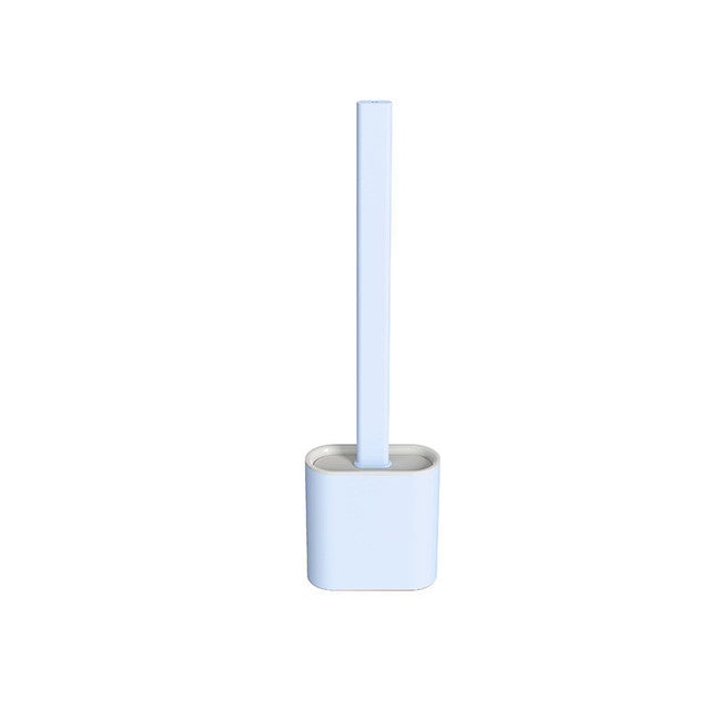 Wall-Mounted Silicone Toilet Brush Set in light blue color