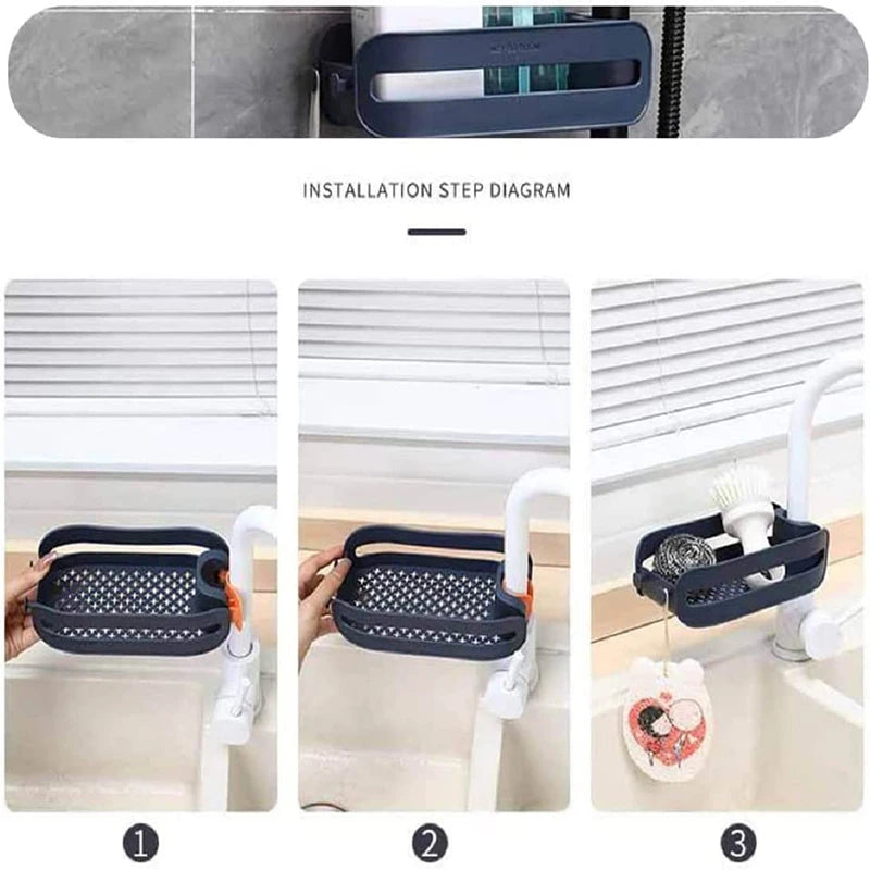 2-in-1 Kitchen Faucet Sink Organizer Basket